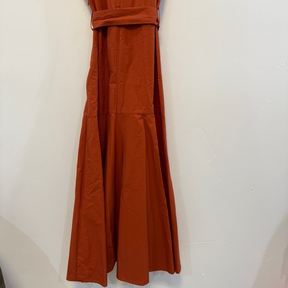 ZARA | A-line contrast rust colored belted midi dress - Picture 16 of 16